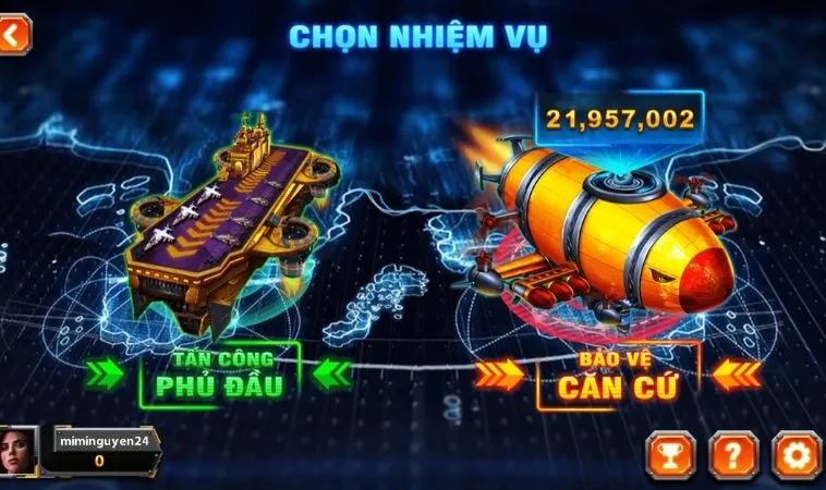 Chọn nhiệm vụ trong game Bắn Cá Đại Chiến B52 tại 12Bet